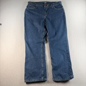 Cabela's Women's Flannel Lined Jeans Size 16 Short Blue Denim Straight Leg